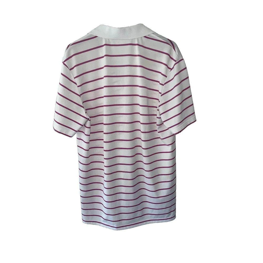 RLX Ralph Lauren Golf Polo Shirt Pink White Stripe Wyndham Championship Mens L